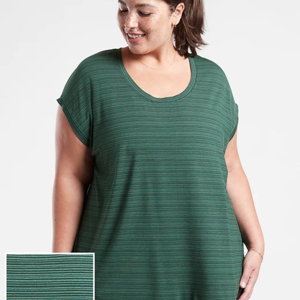 NWT! Green cloud light stripped athleta shirt 2XL